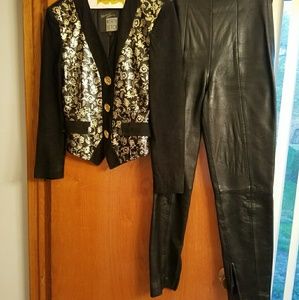 Michael Hoban black leather pants and jacket